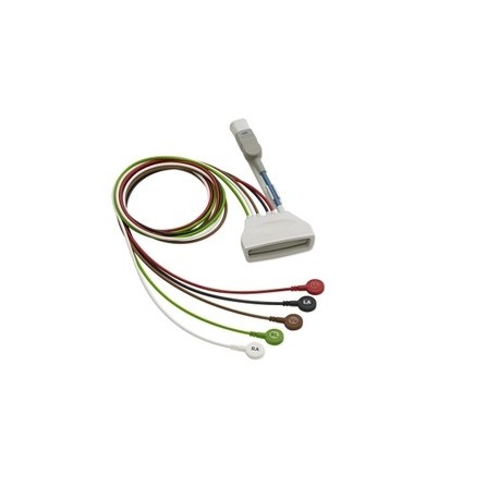 989803171841 Cable 5 puntas ECG, Telemetría AAMI 0.85MT snap / broche conector SPO2